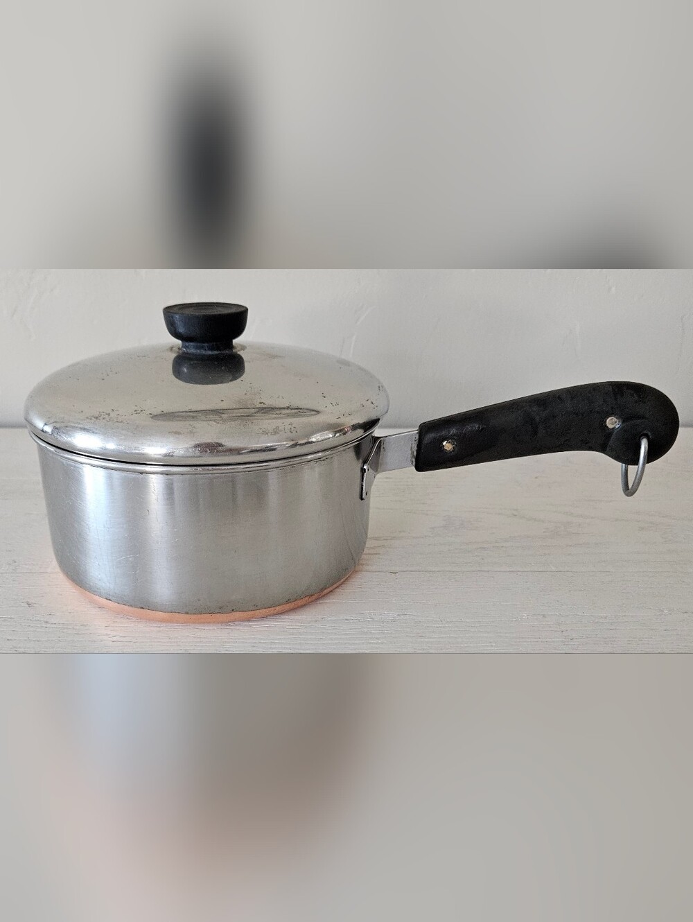 VTG Revere Ware 2 Qt Stainless Steel Sauce Pan Pot Copper Clad Bottom w/Lid